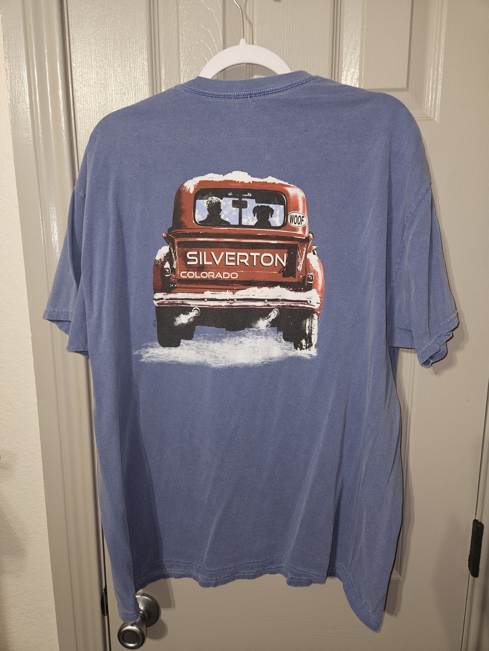 Blue 84 Washed Blueish Purple Crewneck T-Shirt w/ Little Red Truck Front & Back